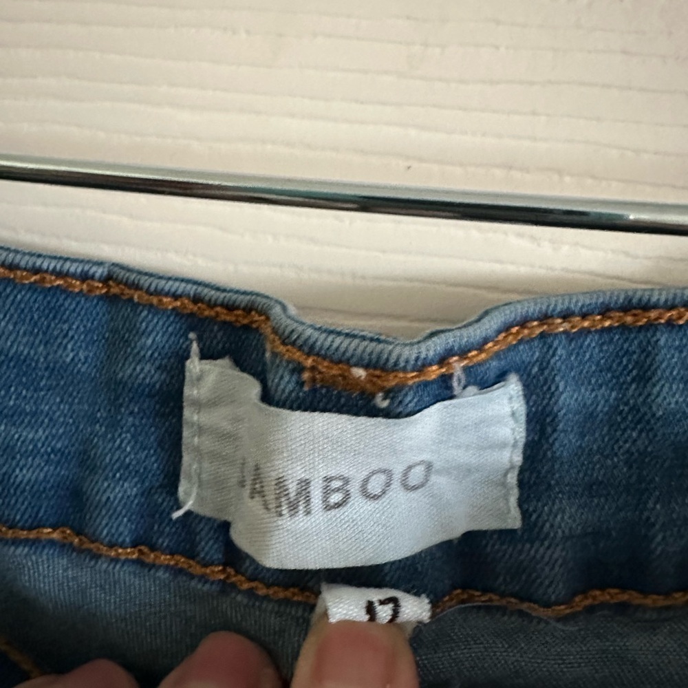 Bamboo Jeans Juniors 17 32x25 Skinny High Waist Distressed Stretch - Picture 2 of 5